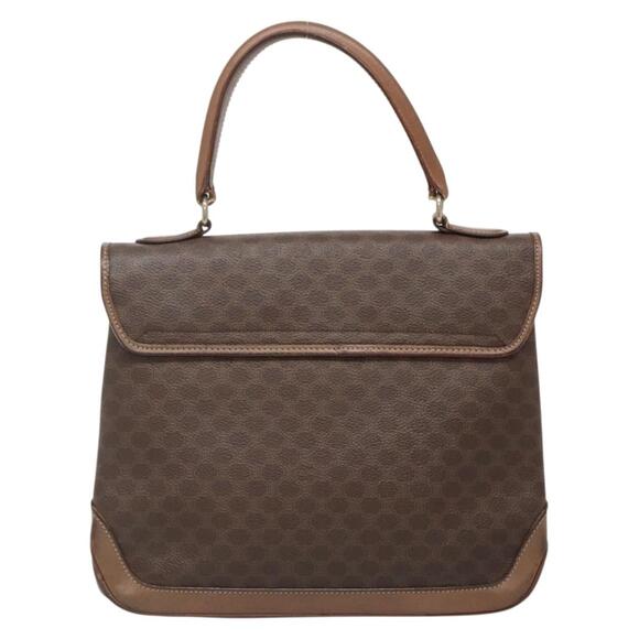 CELINE Macadam Canvas Hand Bag Pvc Leather Brown Gold - Picture 3 of 12